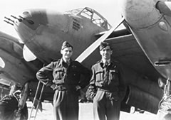 Squadron Leader John Ellacombe with Flight Officer Bob Peel, Mosquito NS988 EGS 487 Squadron, August 1944.
