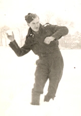 Ron throwing snowballs, Waddington Winter 1943/44