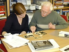 Stan Hope discusses his donation with Work Experience Student Lindsay Dickinson