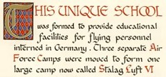 An example of the very fine illuminated text from 'The Royal Air Force School for Prisoners of War' booklet