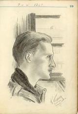 A portrait of Stan Hope from his POW log book