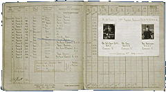 From one of Denis Peto-Shepherd's Flying Log Books with photographs of two airmen at a course in Scotland in 1943/44; on the left F/Lt D.S.Scott D.F.C., R.A.F., on the right Sgt. Herringer R.C.A.F.