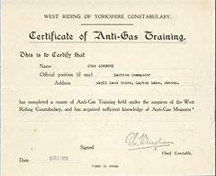 Certificate of Anti-Gas Training 1939
