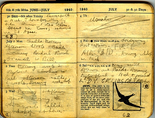 An extract from Frank's 1940 diary.