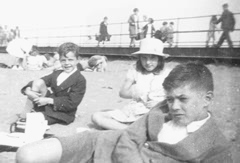 On the beach at South Shields 1939. Last hols before the war. Vincent, Rita and Jim.