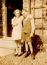 Sheila and Bernard, the evacuee billeted with her evacuee, taken at Church Street, Keswick in 1941.