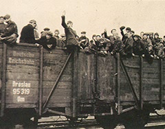 Wagon containing the boys aged 15 - 17 who survived and came to England. David Kaye is among these boys.