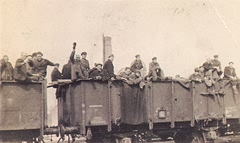 April 1945, convoy of wagons with prisoners.