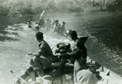 Travelling up river to attack the Japanese.