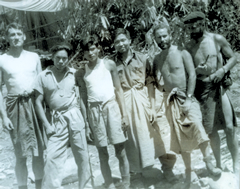 Jack Grinham, Yehong, Aung Zo, Basaw, �Jeep� Kemball, Chris Bathwaite, Atet Kodu in the Chin Hills, Burma, early 1945.