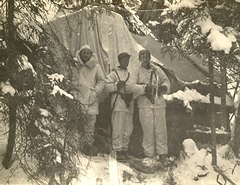 As a soldier during the war, winter 1944/45. I am the one to the left and the others two friends of mine.