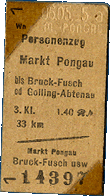 Arthur's train ticket to Innsbruck.