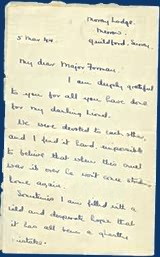The Letter written to Denis Forman by the wife of Lionel Ingram after his death