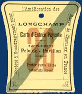 Ticket to Longchamp races. "My friend and I went to the race course - our first experience of horse racing".