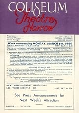 Programme from the Coliseum Theatre in Harrow.