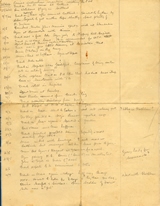 Some of the pencil notes Maurice made whilst in captivity and later used to write his memoir.
