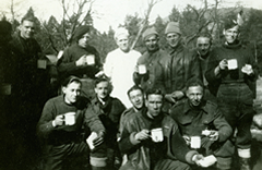 Major Smale and his men working as lumberjacks before training for Dieppe.