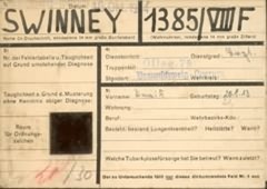 Denis Swinney's Oflag 79 P.O.W. card complete with chest x-ray!