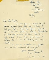 A letter from Lt Frank Davies to Len Wright's mother, 31 August 1943, informing her that Len is missing but reassuring her that there are good grounds to assume that he is safe and well. Len was in Portugal at the time, with Staff Sergeant Les Ridings. Les was killed in action in N.W.Europe.