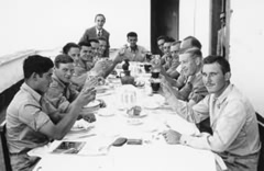 Len with an American liberator crew, also interned in Portugal.