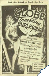 The programme from a Burlesque show which Eric visited whilst on leave in Brunswick, Maine.