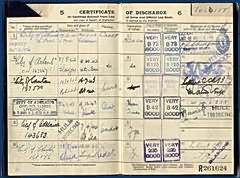 Certificate of Discharge showing the loss of the three ships at sea.