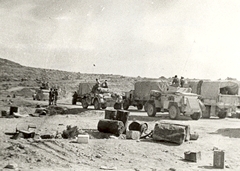 Advance from Alamein - Armoured cars waiting to go up Sollum Pass