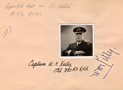 Page from autograph book belonging to Paymaster Commander Richard Rankin RNR, in which he recorded the careers, and passing, of many of the Convoy Commodores. Captain Kelly OBE DSO RD RNR was lost with the MV Adda in June 1941. Naval Historical Branch Rankin collection T5513