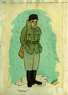 A Page from Charles Cole's Prisoner of War log, held in the Centre's Collection. 'Posten'