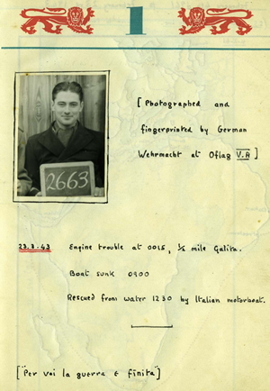 A Page from Charles Cole's Prisoner of War log, held in the Centre's Collection.