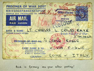 A Page from Charles Cole's Prisoner of War log, held in the Centre's Collection.