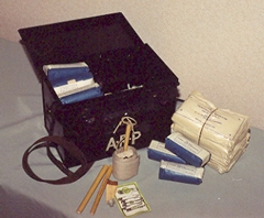 Ethel Wappet's ARP box, still in perfect condition. It was donated to the Centre by her niece, Maureen Quinn in 2002. 