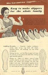 Easy to Make Slippers for the Whole Family, issued by the Board of Trade and donated to the Centre by Mrs M. Allin. 