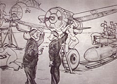 Drawings on the walls of the Luftwaffe. G Wooler