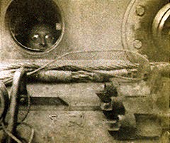 Teddy in the driver's seat of a Cromwell