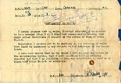 Declaration of Parole - 'promise not to escape'