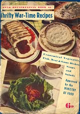 Wartime cookery book from the papers of Mrs S F Atkinson, donated by her son, Bryan Atkinson. 