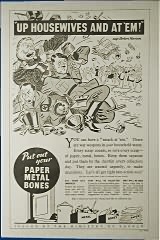 poster: up housewives and at 'em - put out your paper, metal, bones