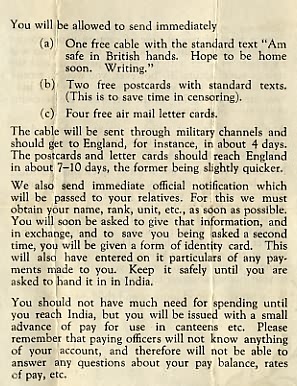 Leaflet from HQ Allied Land Forces S E Asia to FEPOWs (S Burrow)