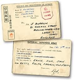 Prisoner of War card sent home by S Burrow
