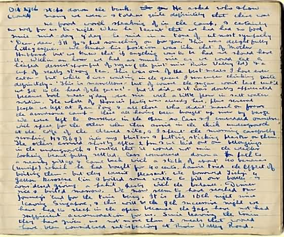 A page from David Rintoul's diary for October 27th showing the small neat handwriting as paper was very difficult to obtain