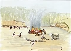 Water colour by Fred Seiker 'Cholera'
