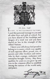 H.M. King George VI's message to schoolchildren. [Shirley Cleves]