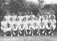 Overseas Wrens, 'Y' telegraphists off duty (from the papers of Joan 
              Dinwoodie).